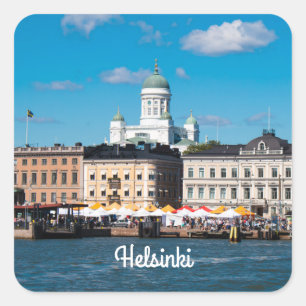 Helsinki Skyline Vierkante Sticker