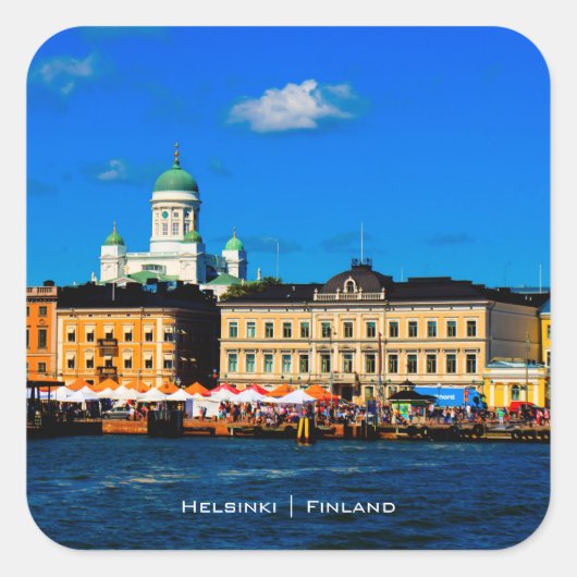 Helsinki Skyline Vierkante Sticker (Voorkant)