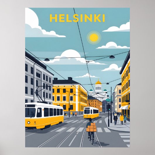 Helsinki Tram – Stedelijk landschap van Finland Poster (Voorkant)