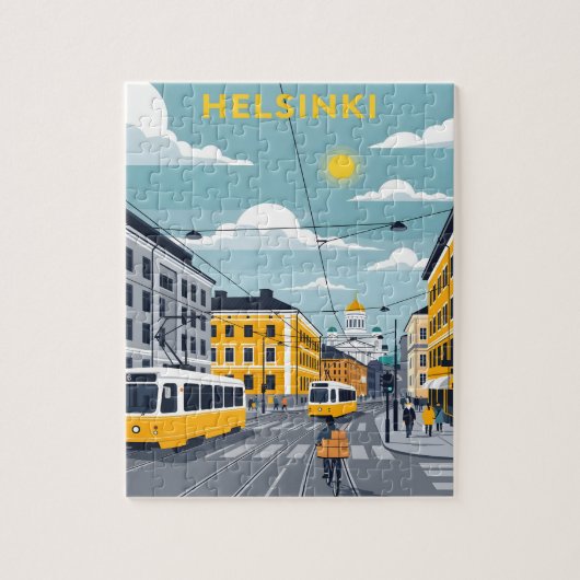 Helsinki Tram – Urban Finland Cityscape Legpuzzel (Verticaal)