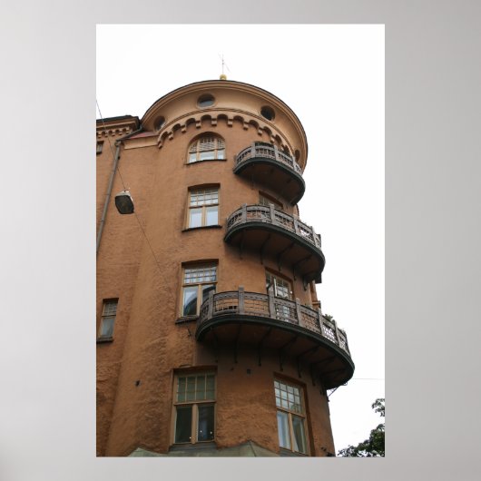 Helsinki Turret Architecture: Art Nouveau Building Poster (Voorkant)