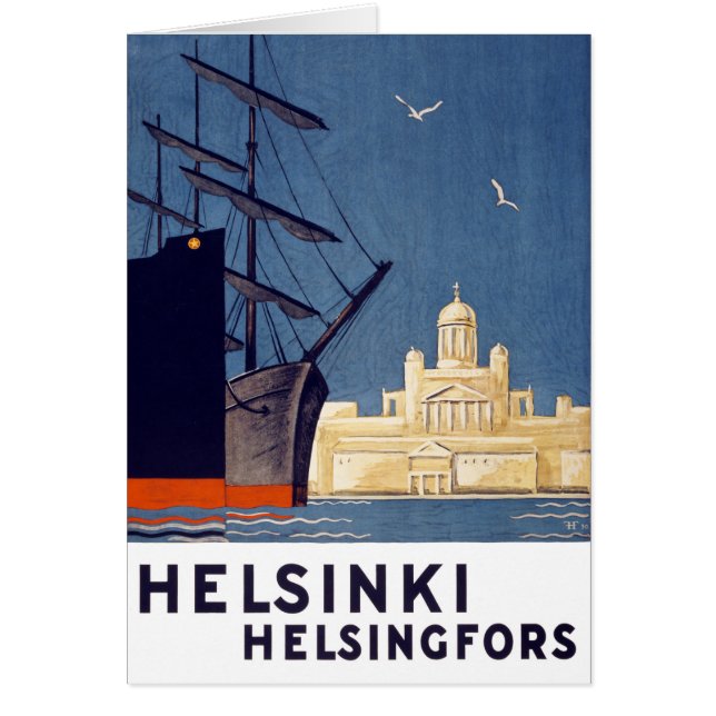 Helsinki Vintage Travel Poster teruggezet (Voorkant)