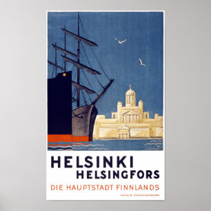 Helsinki Vintage Travel Poster teruggezet