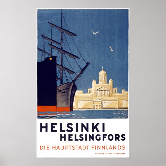 Helsinki Vintage Travel Poster teruggezet (Voorkant)
