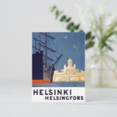 Helsinki Vintage Travel Poster teruggezet Briefkaart (Staand voorkant)