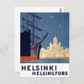 Helsinki Vintage Travel Poster teruggezet Briefkaart (Voorkant / Achterkant)