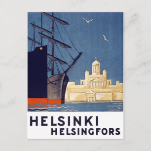 Helsinki Vintage Travel Poster teruggezet Briefkaart