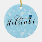 Helsinki - vlag in het hart , Finland Keramisch Ornament (Voorkant)