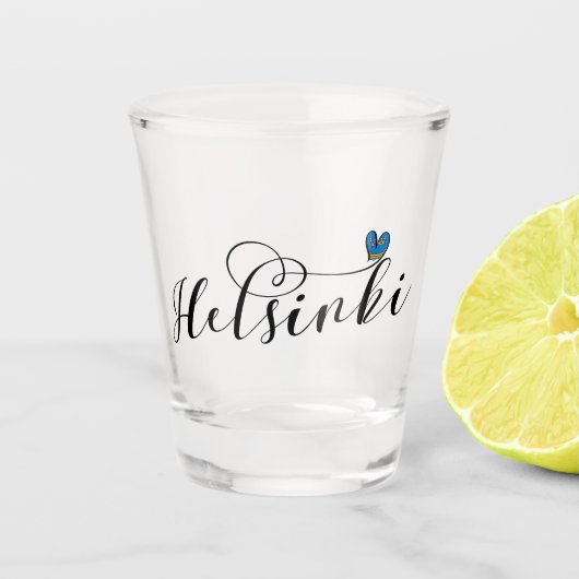 Helsinki - vlag in het hart , Finland Shot Glas (Voorkant)