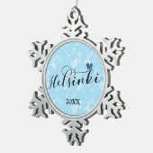 Helsinki - vlag in het hart , Finland Tin Sneeuwvlok Ornament (Rechts)