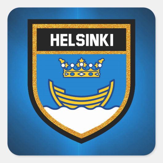 Helsinki-vlag Vierkante Sticker (Voorkant)