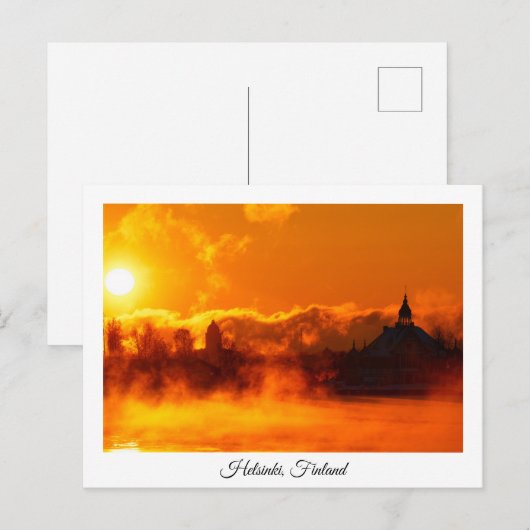 Helsinki winter zonsopgang souvenir briefkaart (Voorkant / Achterkant)