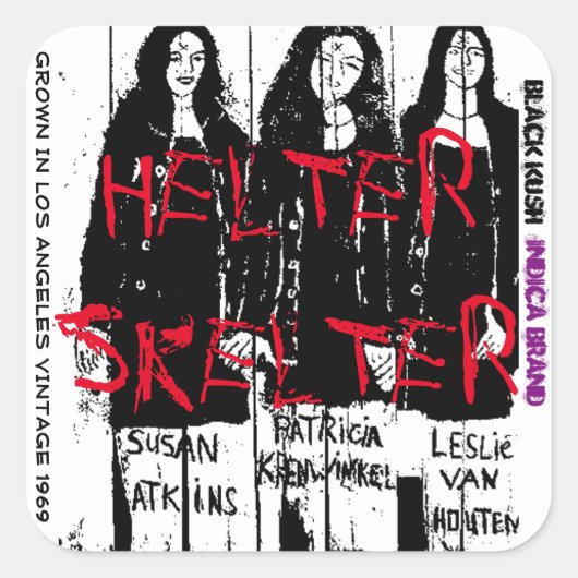 HELTER SKELTER BLACK KUSH VIERKANTE STICKER (Voorkant)
