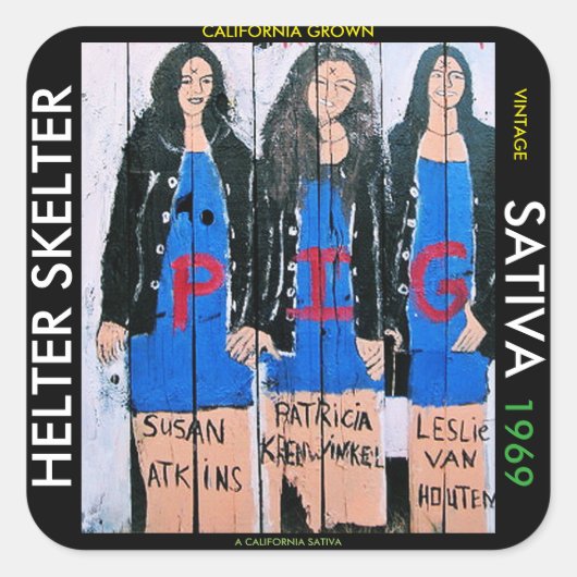 HELTER SKELTER SATIVA VIERKANTE STICKER (Voorkant)