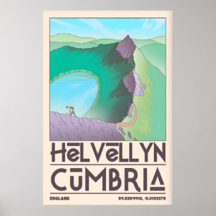 Helvellyn Cumbria Muurkunst Vintage Reisposter Poster