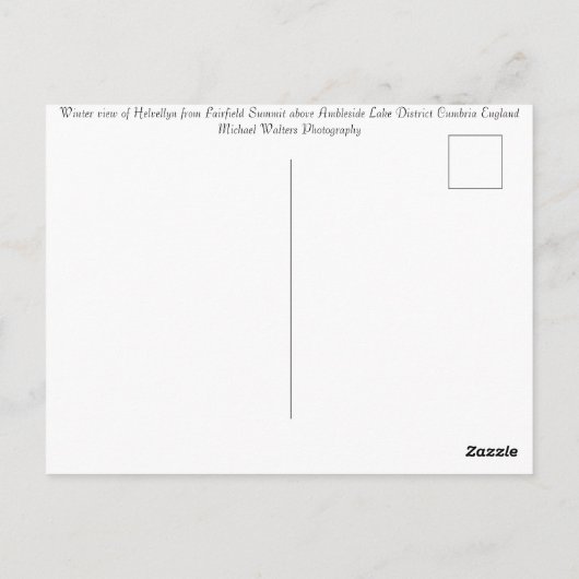 Helvellyn top van Fairfield Lake District Briefkaart (Achterkant)