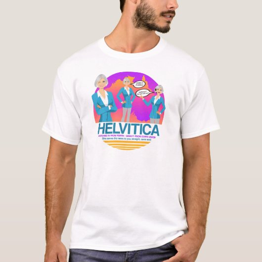 "HELVETICA BIJ HET NIEUWS DESK" GEÏNSPIREERD DOOR  T-SHIRT (Voorkant)