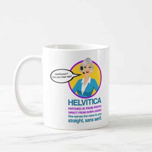 "HELVITICA" (gespeld als uitgesproken) VAN JOHN HI Koffiemok (Links)