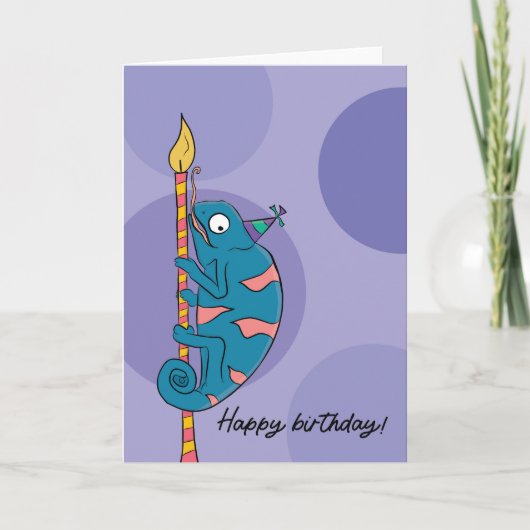 Hem of her Funny Humor Chameleon Birthday Kaart (Voorkant)