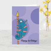 Hem of her Funny Humor Chameleon Birthday Kaart (Gele Bloem)