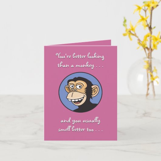 Hem vs. aap Verjaardag Kaart (Gele Bloem)