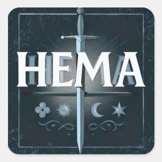 HEMA Medieval Sword Emblem – Blue Graffiti Style Vierkante Sticker