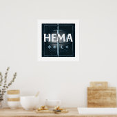HEMA Middeleeuws Zwaard Embleem – Blauwe Graffiti Poster (Keuken)