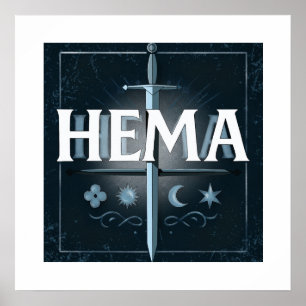 HEMA Middeleeuws Zwaard Embleem – Blauwe Graffiti  Poster