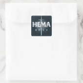 HEMA Middeleeuws Zwaard Embleem – Blauwe Graffiti Vierkante Sticker (Tas)