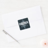 HEMA Middeleeuws Zwaard Embleem – Blauwe Graffiti Vierkante Sticker (Envelop)