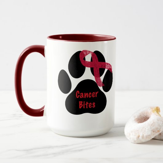 Hemangiosarcoom Honden Kanker Poot Lint Ontwerp Mok (Met donut)