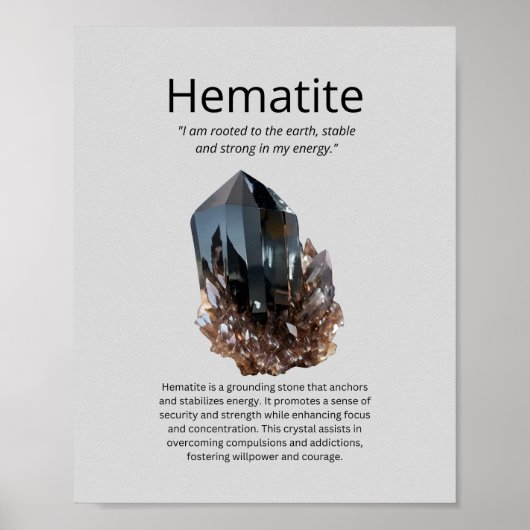 Hematiet Crystal Betekenis Poster (Voorkant)