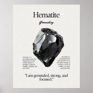 Hematiet Gem Crystal Betekenis Kaart Poster