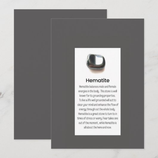 Hematiet Kwarts Crystal Betekenis Sieraden Display Feestdagenkaart (Voorkant / Achterkant)