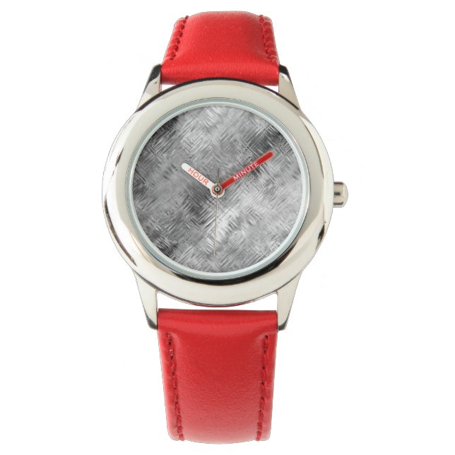 Hematite grijze gekramde textuur horloge (Voorkant)