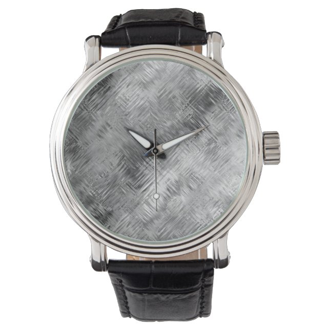 Hematite grijze gekramde textuur horloge (Voorkant)