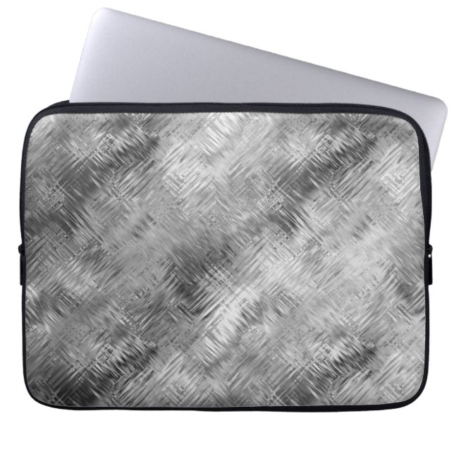 Hematite grijze gekramde textuur laptop sleeve (Voorkant)