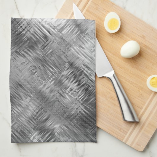 Hematite grijze gekramde textuur theedoek (Quarter Fold)