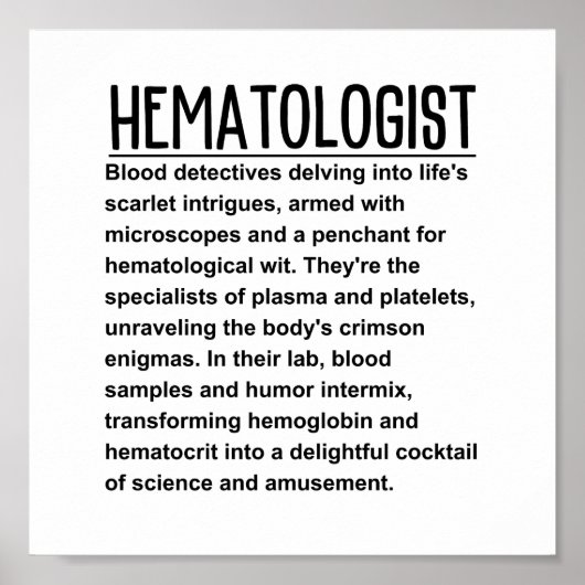 Hematologist Poster (Voorkant)