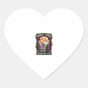 Hemd met Geest Maantje Vintage Gravure Halloween G Hart Sticker