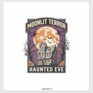 Hemd met Geest Maantje Vintage Gravure Halloween G Sticker