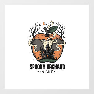 HeMd met geestenappel Vintage enge boomgaard nacht Raamsticker