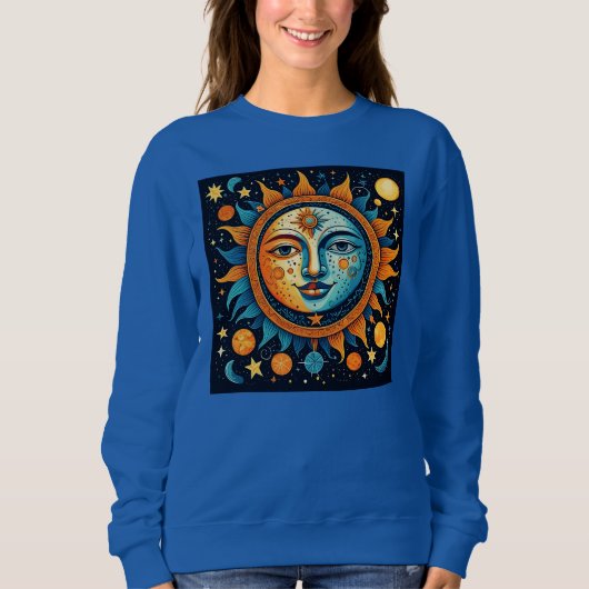 Hemdblouse met hemelse zon en maan trui (Voorkant)