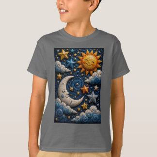 Hemdblouse voor kinderen met 3D-mozaïek hemelavont T-shirt