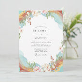 Hemel Abrikoos Wilde Bloem Bruiloft Kaart (Staand voorkant)