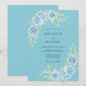 Hemel Azure Roze Bruiloft Kaart (Voorkant / Achterkant)
