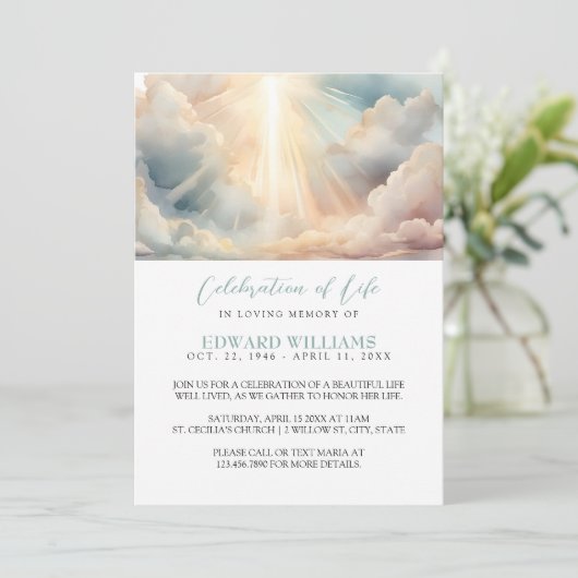 Hemel Begrafenis Viering van het Leven Foto Kaart (Staand voorkant)