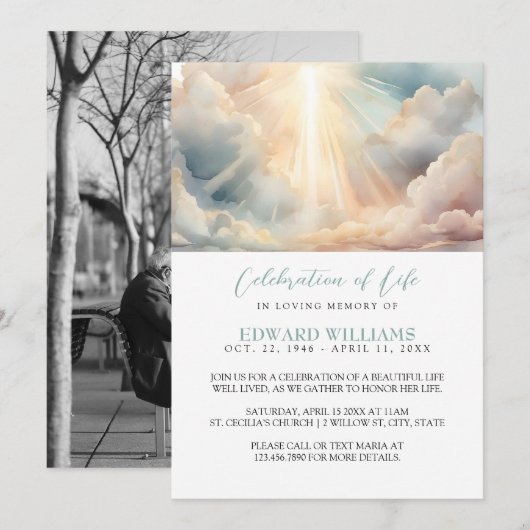 Hemel Begrafenis Viering van het Leven Foto Kaart (Voorkant / Achterkant)