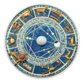 Hemel Blauw & Goud Zodiac Wheel Astrologie Tekenen Keramische Knop (Voorkant)