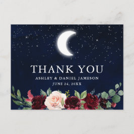 Hemel Bruiloft Himmelsbloemen Maan Sterren Bedankt Briefkaart